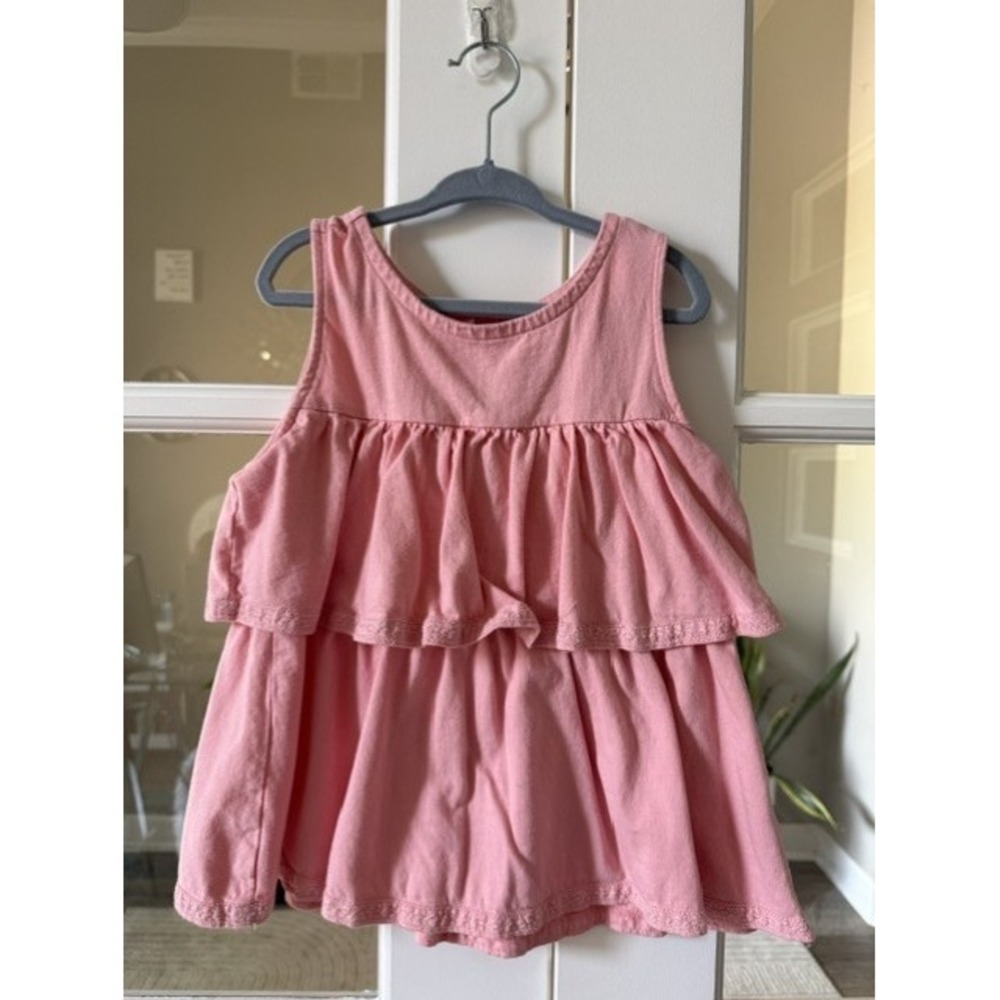 Janie and Jack Girls Pink Tiered Ruffle Sleeveless Top Cotton Size 7